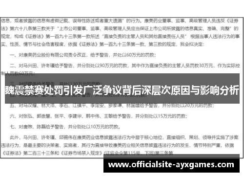 魏震禁赛处罚引发广泛争议背后深层次原因与影响分析